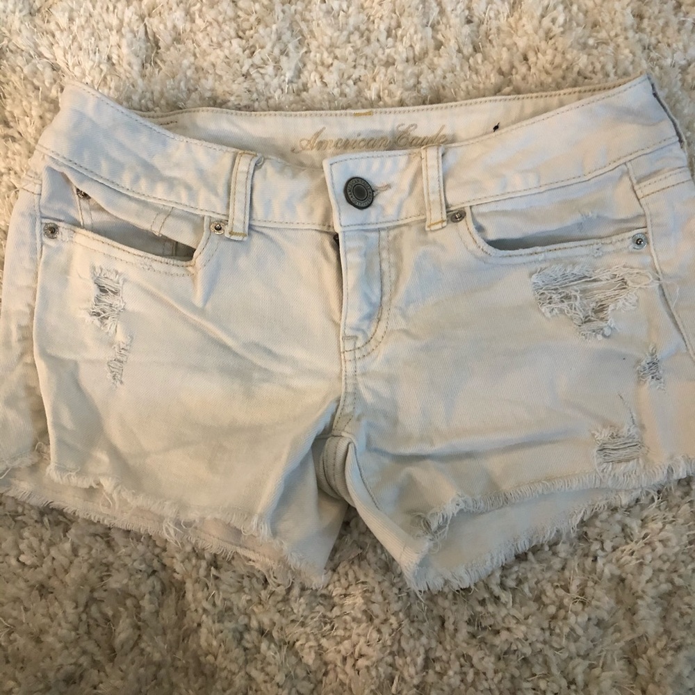 american eagle white denim mini short